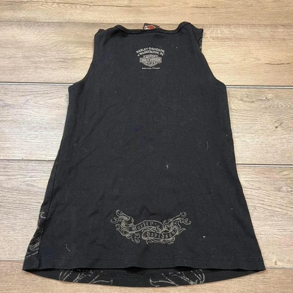 Harley Davidson Tank Top Womens Large Black Winged Logo American Tradition DC